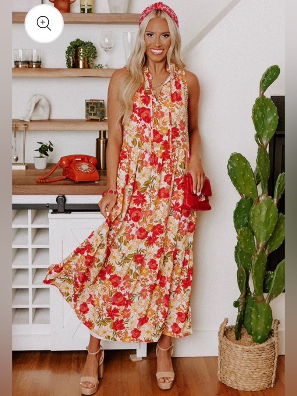 Sugarlips Floral Sleeveless Tiered Maxi Dress | Size Large | Cottagecore Summer - Picture 8 of 8